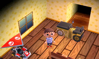 The inside of my newly expanded house, including the paw-print wall that Isabelle sent me.