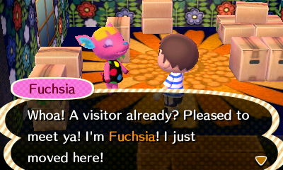 Fuchsia: Whoa! A visitor already? Pleased to meet ya! I'm Fuchsia! I just moved here!
