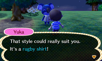 Yuka: That style could really suit you. It's a rugby shirt!