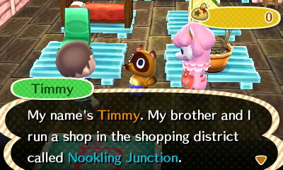 Timmy: My name's Timmy. My brother and I run a shop in the shopping district called Nookling Junction.
