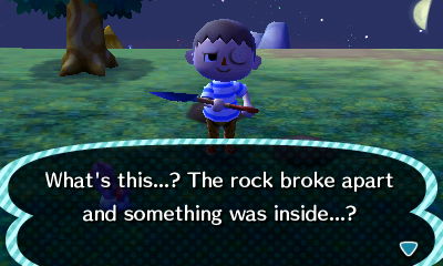 What's this...? The rock broke apart and something was inside...?