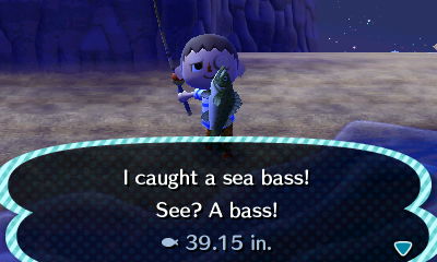 I caught a sea bass! See? A bass!
