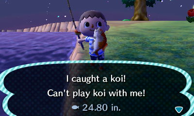 I caught a koi! Can't play koi with me!
