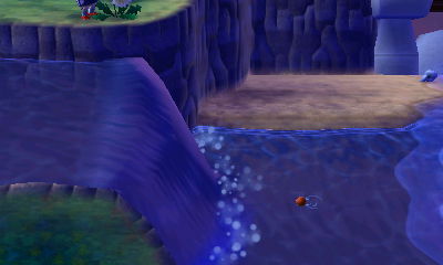 Fishing in the ocean from the top of the cliff (at the waterfall).