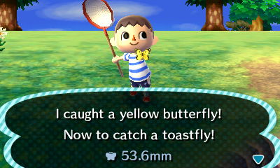 I caught a yellow butterfly! Now to catch a toastfly!