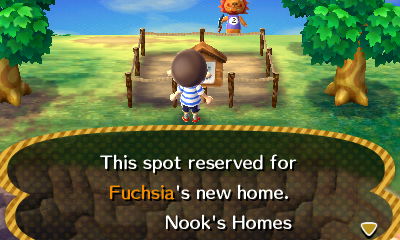Sign: This spot reserved for Fuchsia's new home. -Nook's Homes