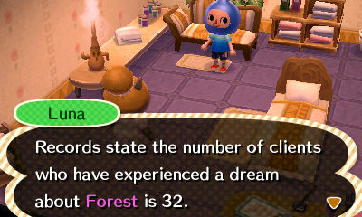 Luna: Records state the number of clients who have experienced a dream about Forest is 32.