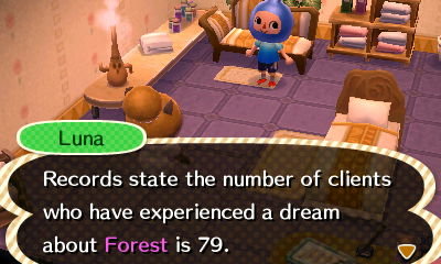 Luna: Records state the number of clients who have experience a dream about Forest is 79.