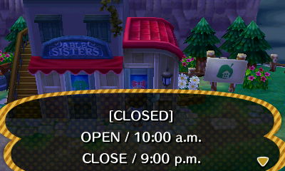 Sign on Able Sisters: [CLOSED]. OPEN / 10:00 a.m. CLOSE / 9:00 p.m.