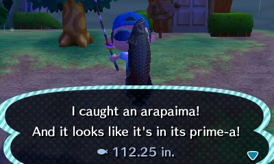 I caught an arapaima! And it looks like it's in its prime-a!