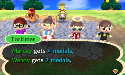 Tortimer: Marcey gets 4 medals, Wendy gets 2 medals.