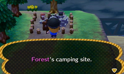 Sign at the campsite: Forest's camping site.