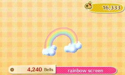 Rainbow screen DLC: 4,240 bells.