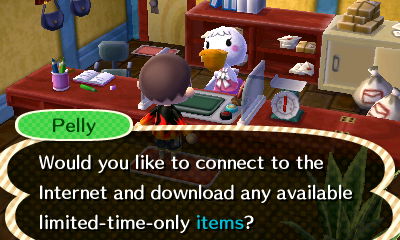 Pelly: Would you like to connect to the internet and download any available limited-time-only items?