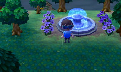 Violets around my town fountain.