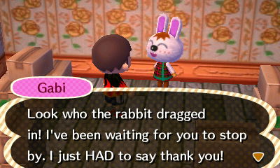 Gabi: Look who the rabbit dragged in! I've been waiting for you to stop by. I just HAD to say thank you!
