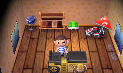 My star globe and green shell on display in my house.