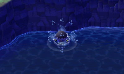 I make a big splash as I dive off the cliff and into the ocean.