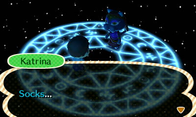 Katrina, telling me my lucky item: Socks...