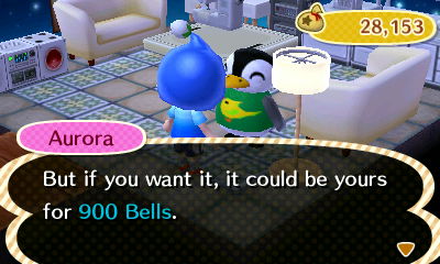 Aurora: But if you want it, it could be yours for 900 bells.