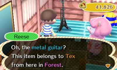 Reese: Oh, the metal guitar? This item belongs to Tex from here in Forest.