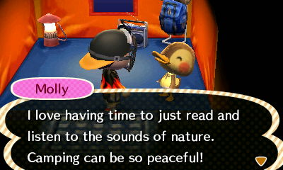 Molly: I love having time to just read and listen to the sounds of nature. Camping can be so peaceful!