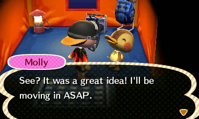 Molly: See? It was a great idea! I'll be moving in ASAP.