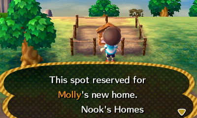 Sign: This spot reserved for Molly's new home. -Nook's Homes