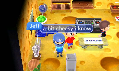 Jeff, in his room with cheese wallpaper and flooring: A bit cheesy, I know.