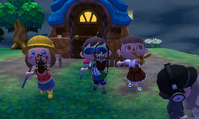 Wendy, Lauren, and I show off our bugs we caught, as Nick walks by, not seemingly interested.