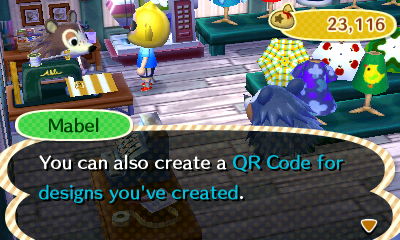 Mabel: You can also create a QR code for designs you've created.