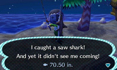 I caught a saw shark! And yet it didn't see me coming!