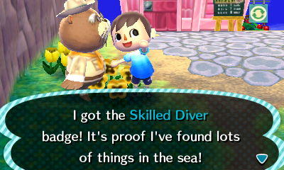 I got the Skilled Diver badge! It's proof I've found lots of things in the sea!