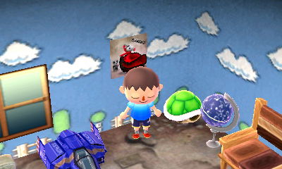 Hanging an album cover on the wall.