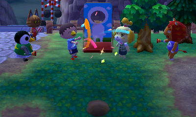 The completion ceremony for the face-cutout standee.