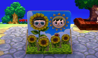 Using the face-cutout standee for the summer solstice.