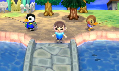 Aurora and Molly fishing in the river.