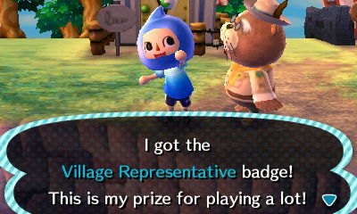 I got the Village Representative badge! This is my prize for playing a lot!