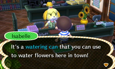 Isabelle: It's a watering can that you can use to water flowers here in town!