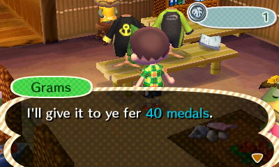 Grams: I'll give it to ye fer 40 medals.