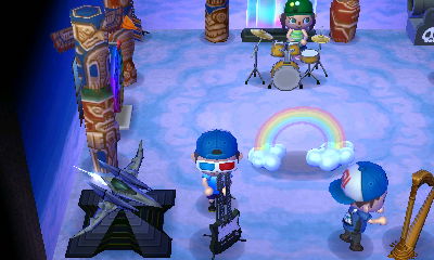 Our band playing musical instruments in the upstairs room of my house.