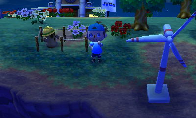 The spot I picked out for my yellow bench, near my wind turbine.