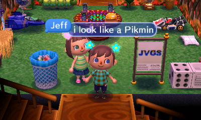 Jeff, wearing a flower bopper: I look like a Pikmin...