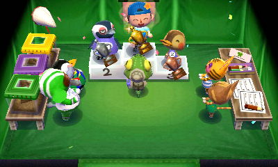 Standing atop the Bug-Off winners podium at the ceremony. Tex got 2nd place and Molly got 3rd place.