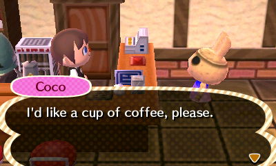 Coco: I'd like a cup of coffee, please.
