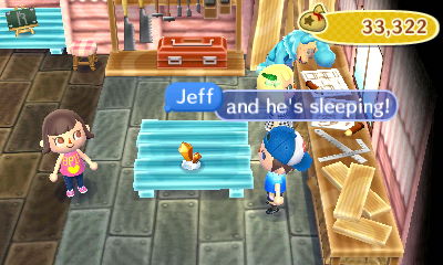 Jeff, standing near Cyrus in Re-Tail: And he's sleeping!