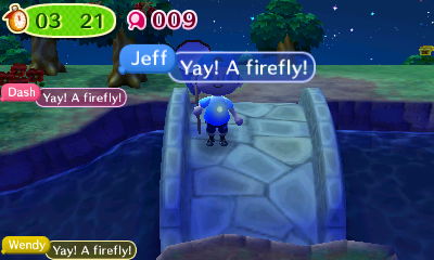 Jeff, Dash, and Wendy, in unison: Yay! A firefly!