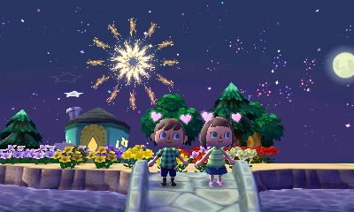 Watching the fireworks with Wendy at the fireworks festival.