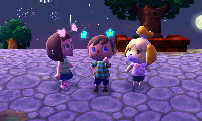 Me wearing the flower bopper while standing between Wendy and Isabelle.
