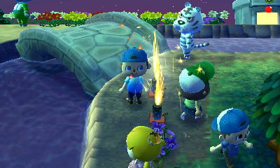 I set off a fountain firework near Dash, Wendy, and Annissa.
